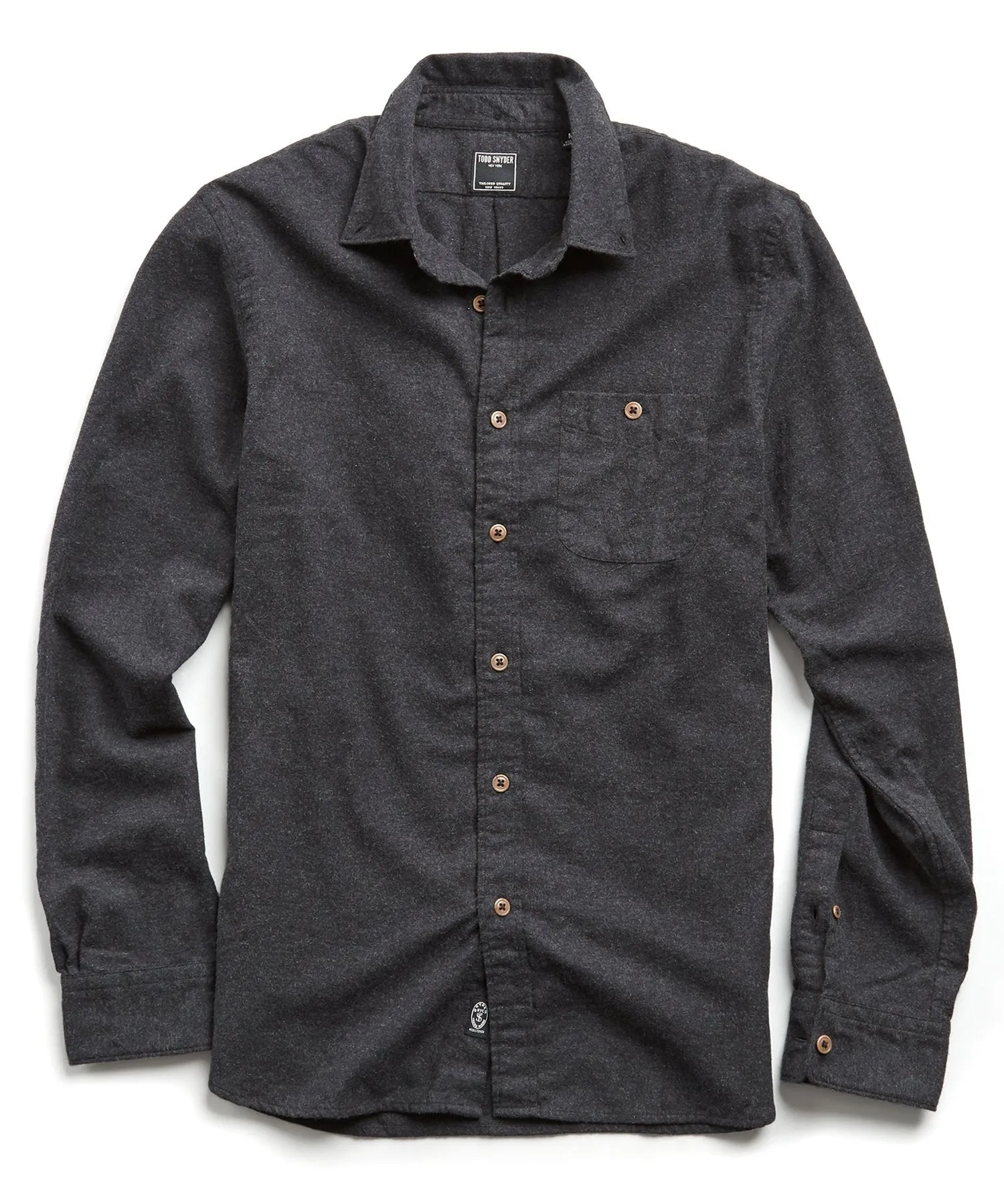 Brushed Cotton Cashmere Twill Shirt in Charcoal