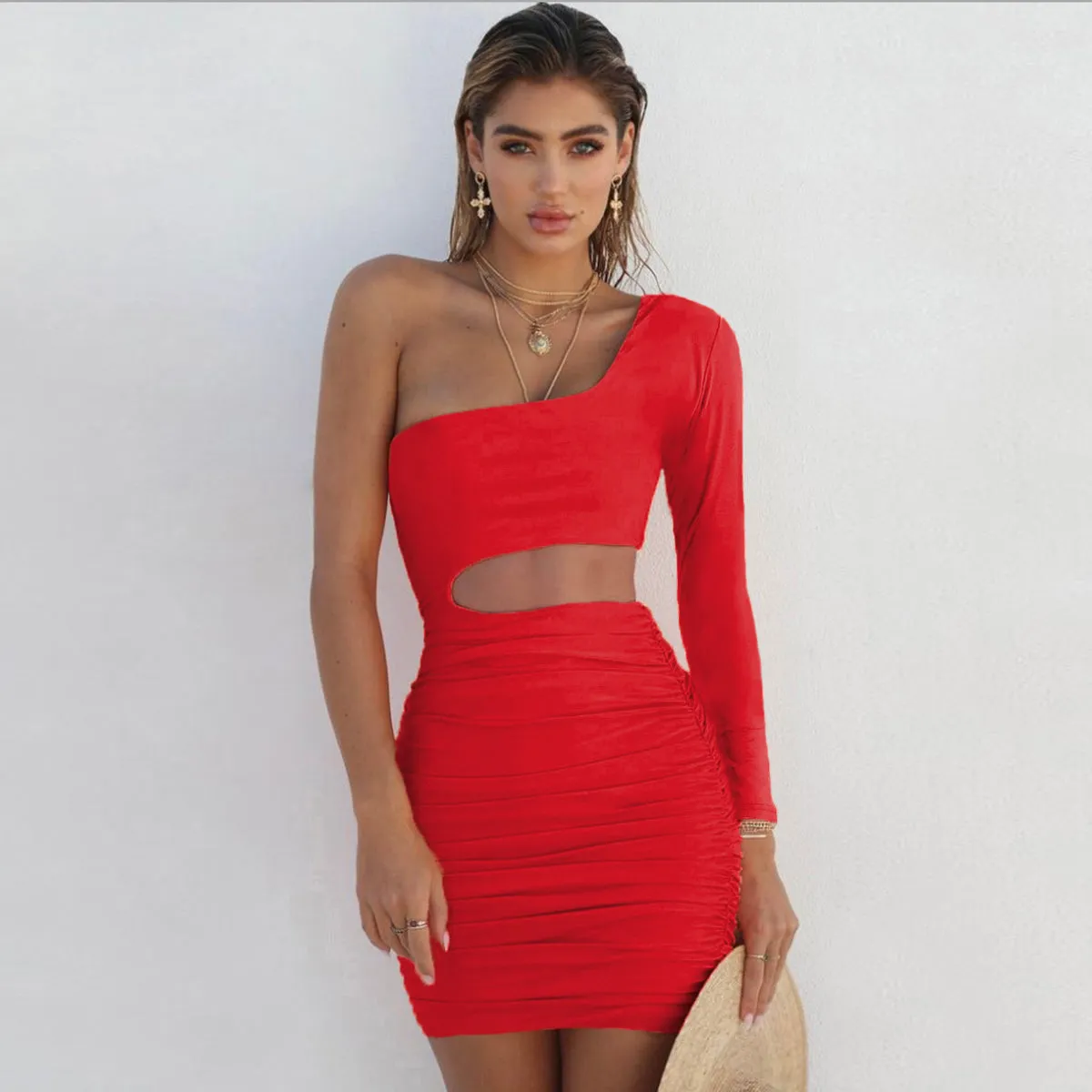 One Off-shoulder Cut Out Bodycon Dress