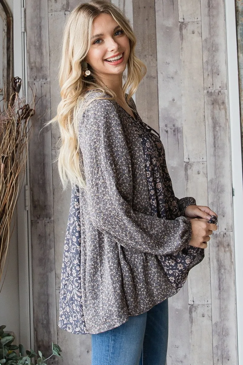 Oversized Floral Peasant Top
