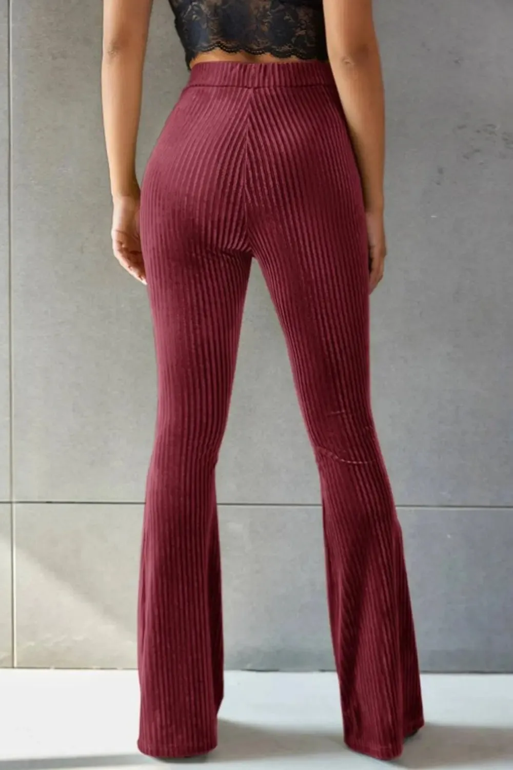 Poppy Ribbed High Waist Flare Pants