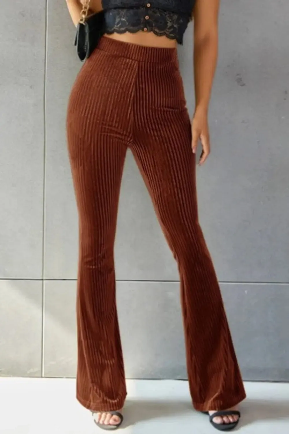 Poppy Ribbed High Waist Flare Pants