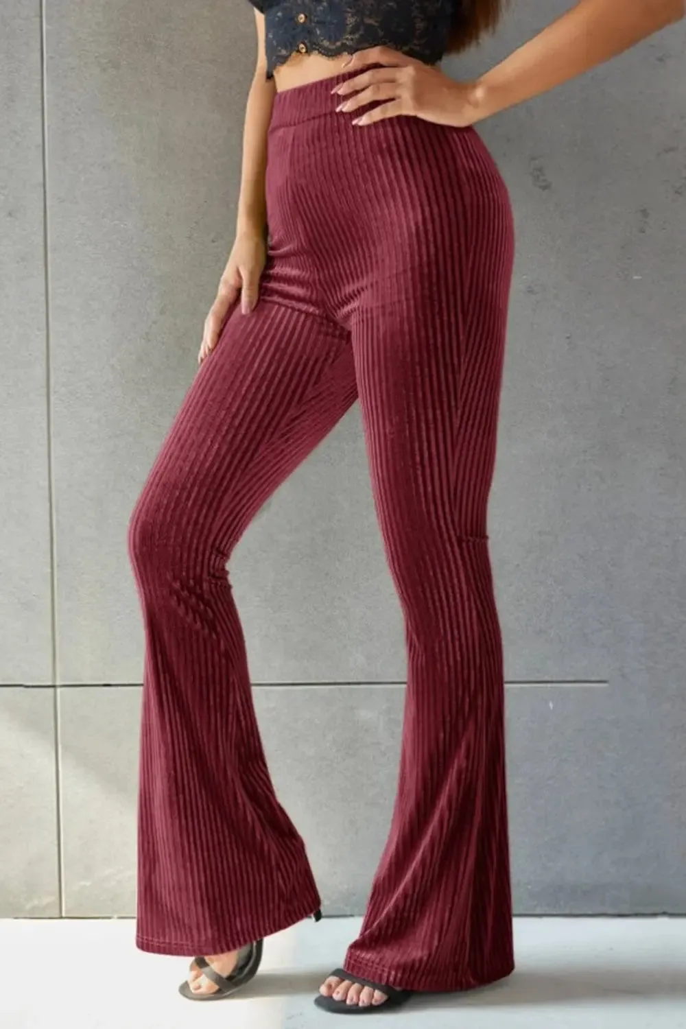 Poppy Ribbed High Waist Flare Pants